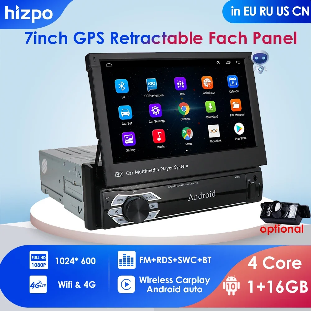 

Universal 1 din Android 10 Quad Core Car DVD player GPS Wifi BT Radio BT 64GB SD 2GB RAM 32GB ROM 4G SIM LTE Network SWC RDS CD