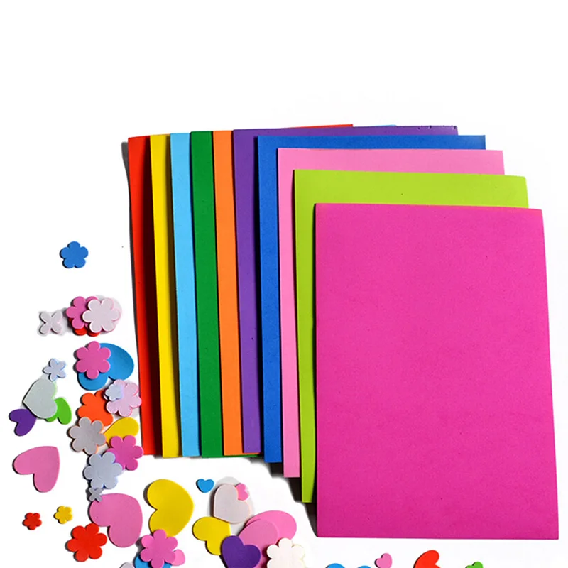 Folhas de espuma EVA para crianças, Papel artesanal, Fun Craft Gift, 260x185x2mm, 10 unidades por pacote