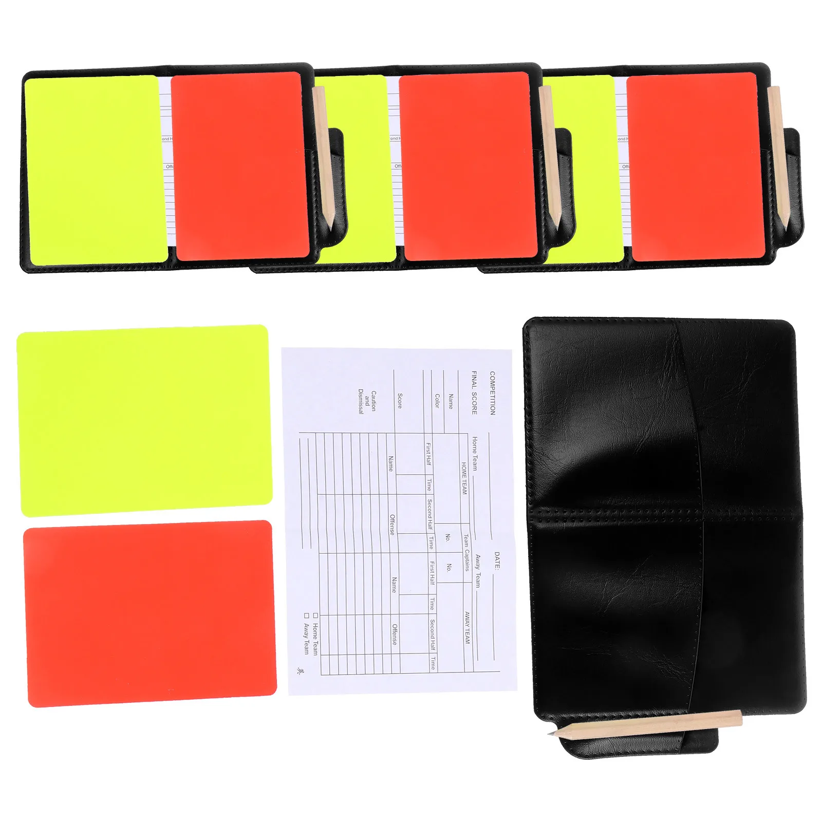 4Sets Football Referee Tools Professional Soccer Cards Set with Portable Wallet for Red Yellow Cards