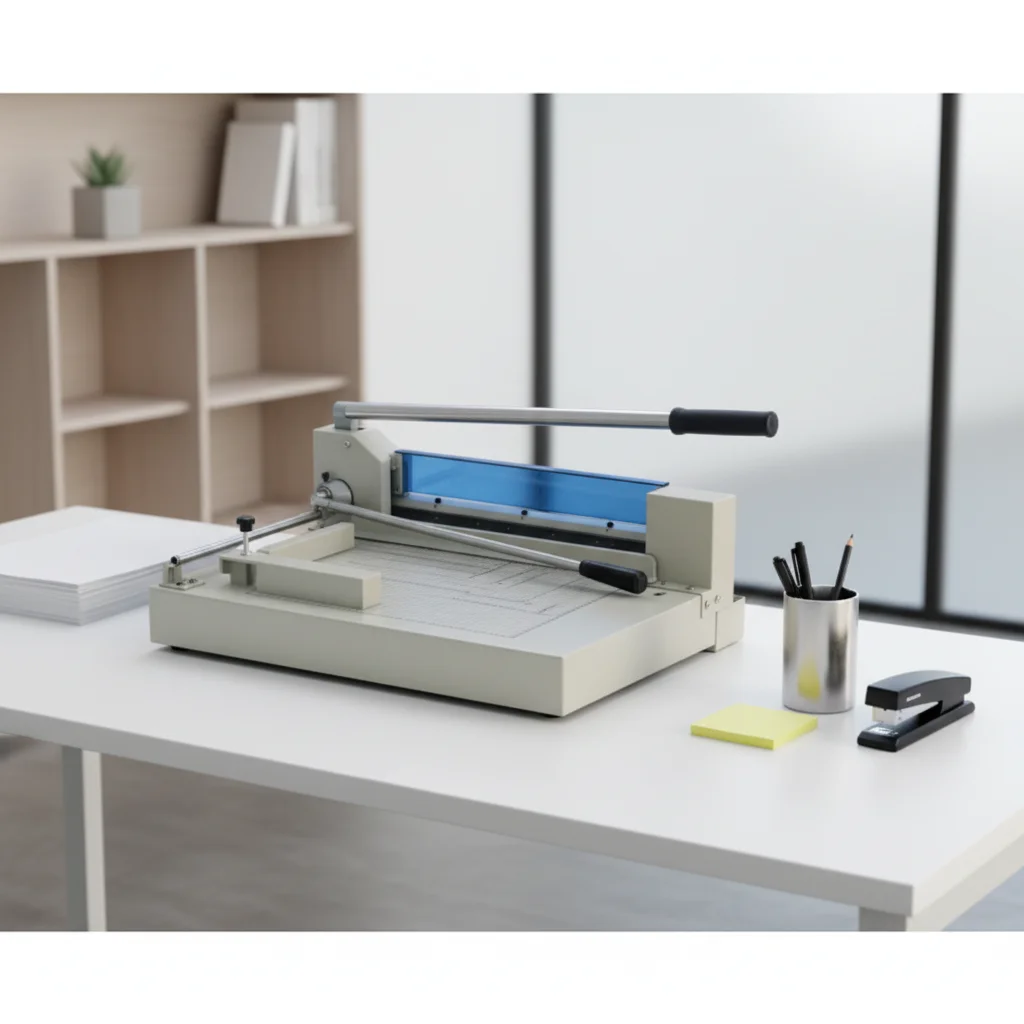 Durable A4 Manual Paper Cutter White Metal Iron Chassis For Home Office School Document Trimming