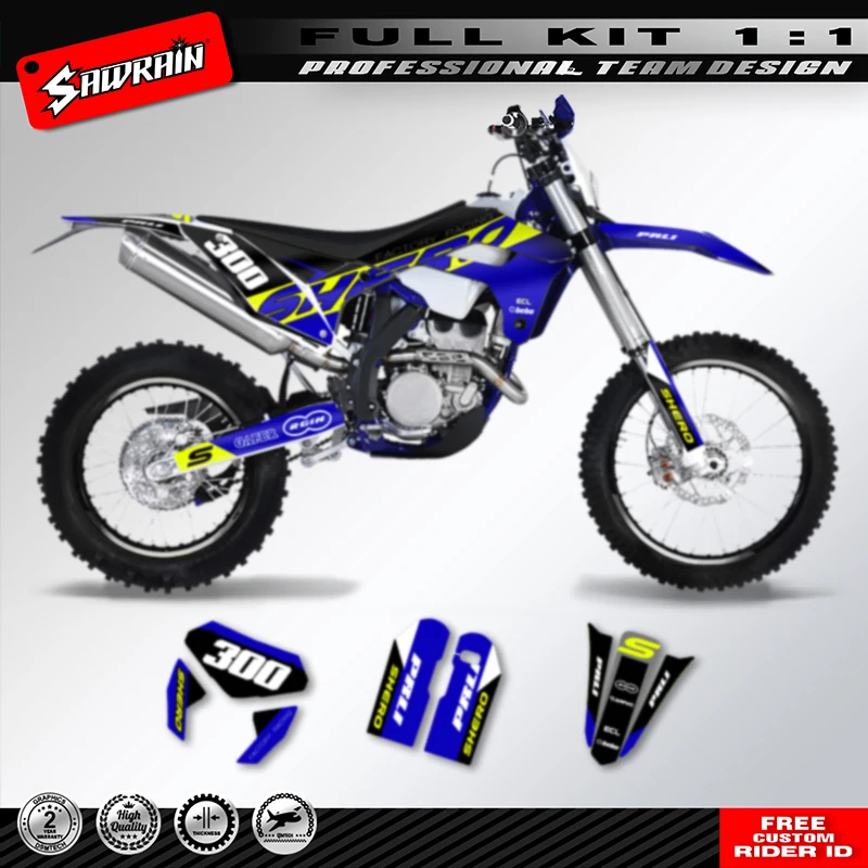 Kit de decalques gráficos personalizados Sawrain para SHERCO SE SEF 2017 2018 2019 2020 009