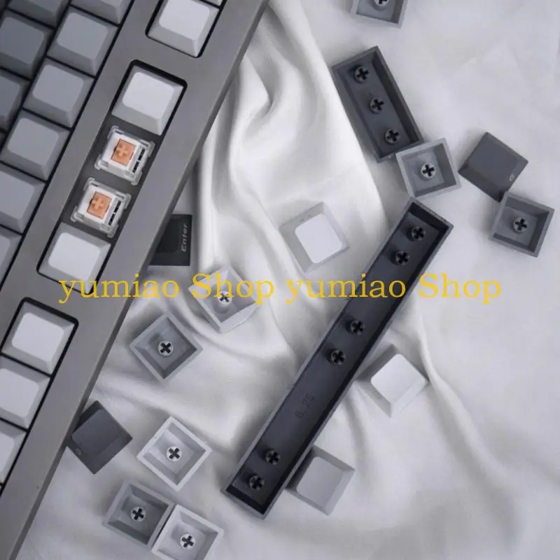 587B Gray Gradient Keycaps Thermal Sublimation Mechanical Keyboard Keycaps CherryProfile Thick PBT Keycaps for 125Keys
