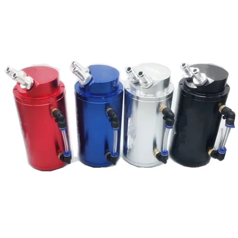 SPSLD Universal SPSLD Engine Circular Shape Oil Catch Can Oil Tank Reservoir With 2 Bigger Fittings Oil Catcher