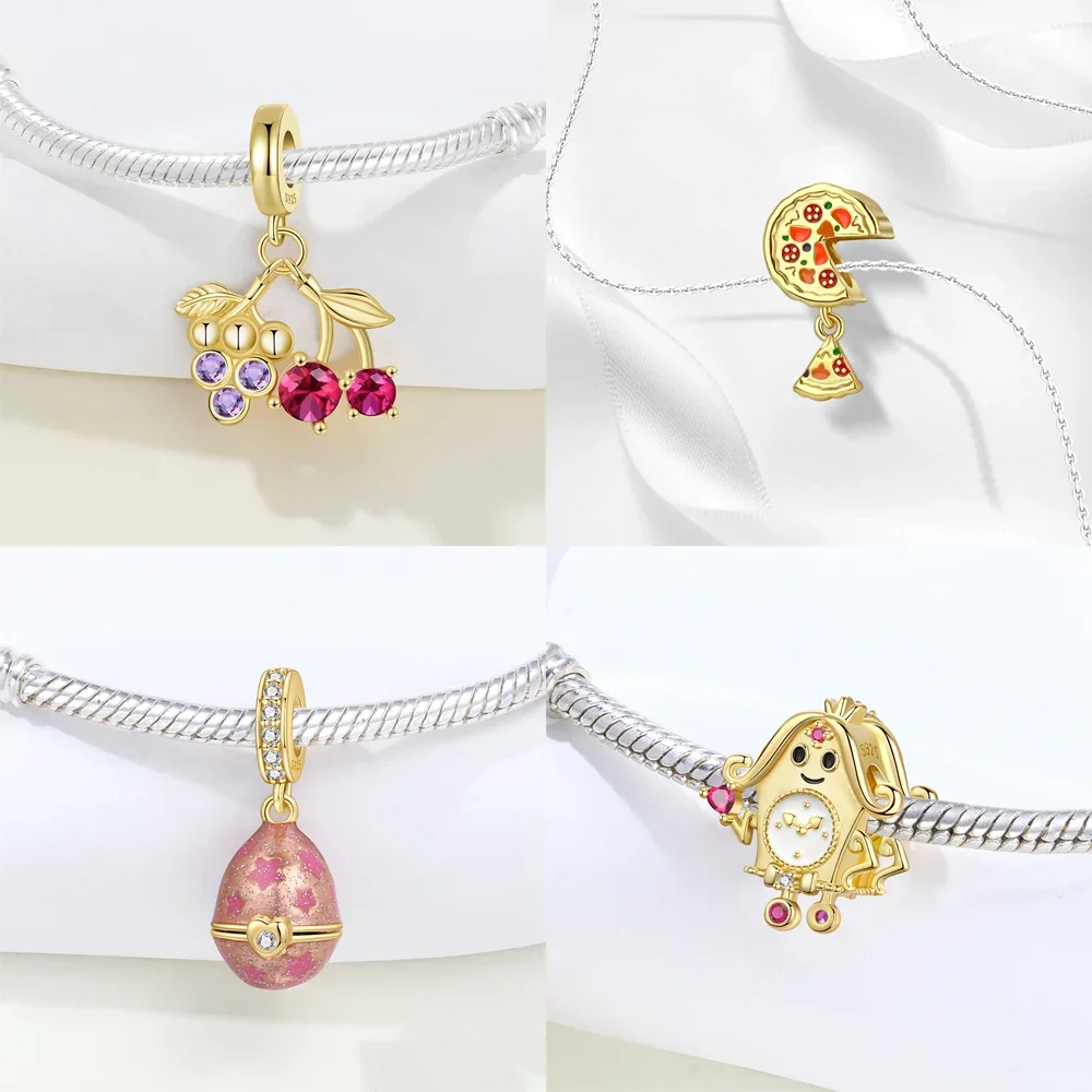 925 Sterling Silver Beads Original Charms Fit Bracelets Bag Keychain Diy Women Gift Accessory Sport Ball Book Coffee Charm