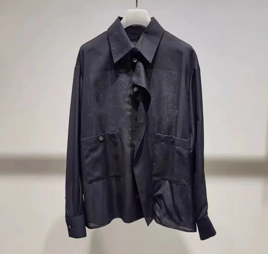 

Lemon Cheese KUH25 Autumn Woolen irt Long Sve Collar Sa Design Two Colors Commute Sle Loose Fit Skin-friendly