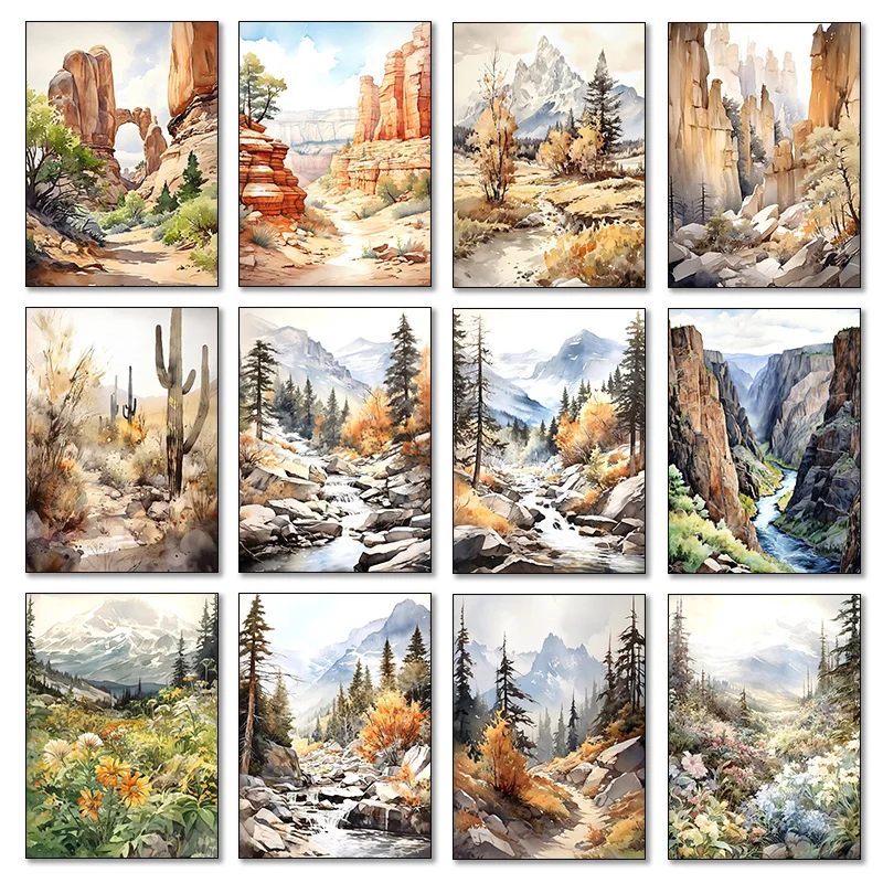 Saguaro National Park in The United States Travel Watercolor Poster Canvas Painting Modern Wall Art Picture Home Decor Gift