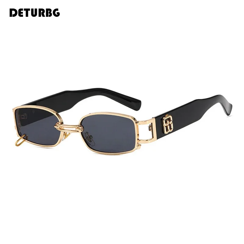 Vintage Square Sunglasses Metal Ring Women's Luxury Designer Funny Sun Glasses Shades for Men Oculos UV400 2020 Brand SG038