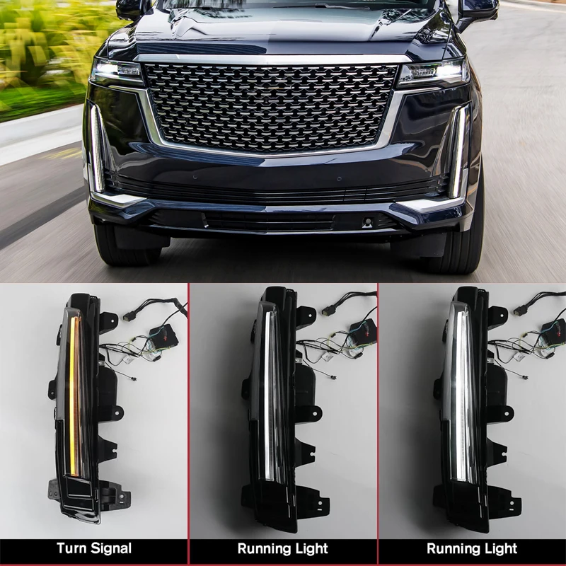 LED Fog Light Turn Signal Light Assembly For Cadillac Escalade 2021 2022 2023 2024 Daytime Running Light DRL 85117443 85117442