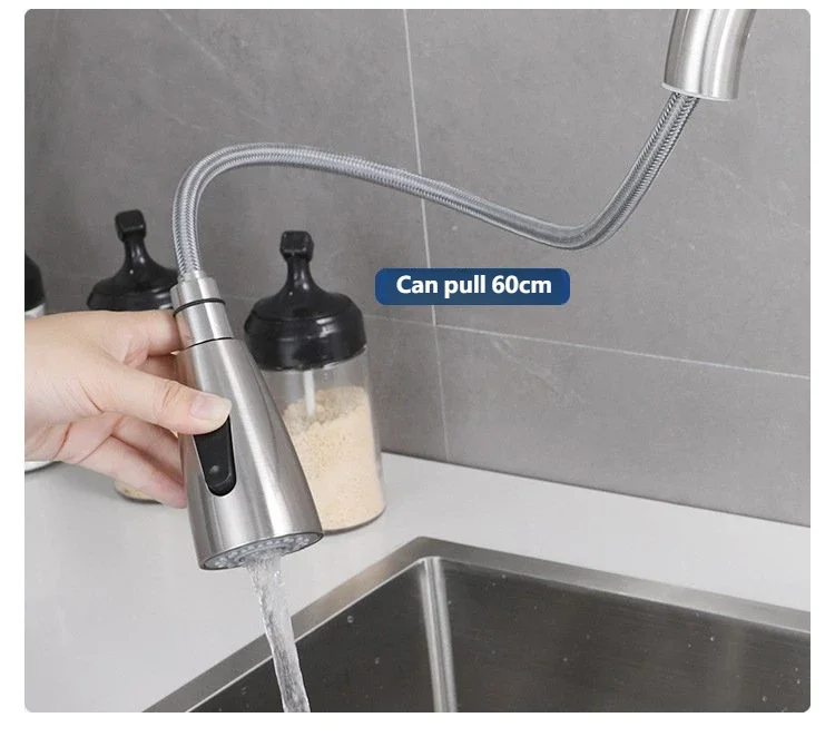 Kitchen Faucet Black Silver Tap Pull Out Kitchen Sink Mixer Tap Brushed Nickle Stream Sprayer Head Chrome Kitchen Water Tap
