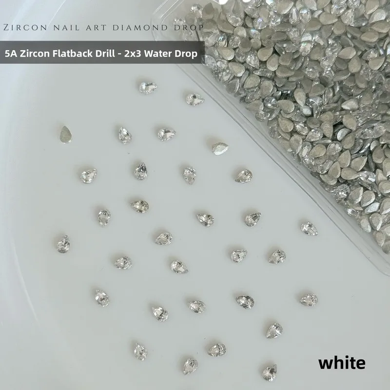 LYLE 50Pcs 2X3MM Teardrop Zircon Nail Art Rhinestones Trendy Sparkly Flatback Irregular Gems DIY Hot Nail Mosaic Accessories Set