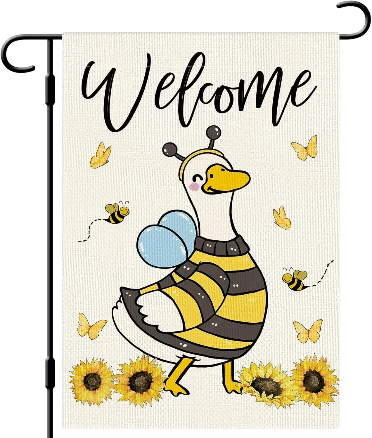 DLZDN Sunflower Goose Bee Garden Flag 12×18 Inch Double Side Vertical Burlap Farmhouse Yard Sign Spring Summer Seasonal Outd uui