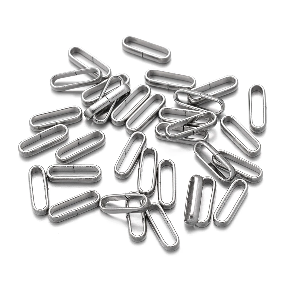 50pcs/Lot Stainless Steel Oval Buckle Strap Adjust Clasp Slider Connector For DIY Bracelet Jewelry Making Accessories Findings