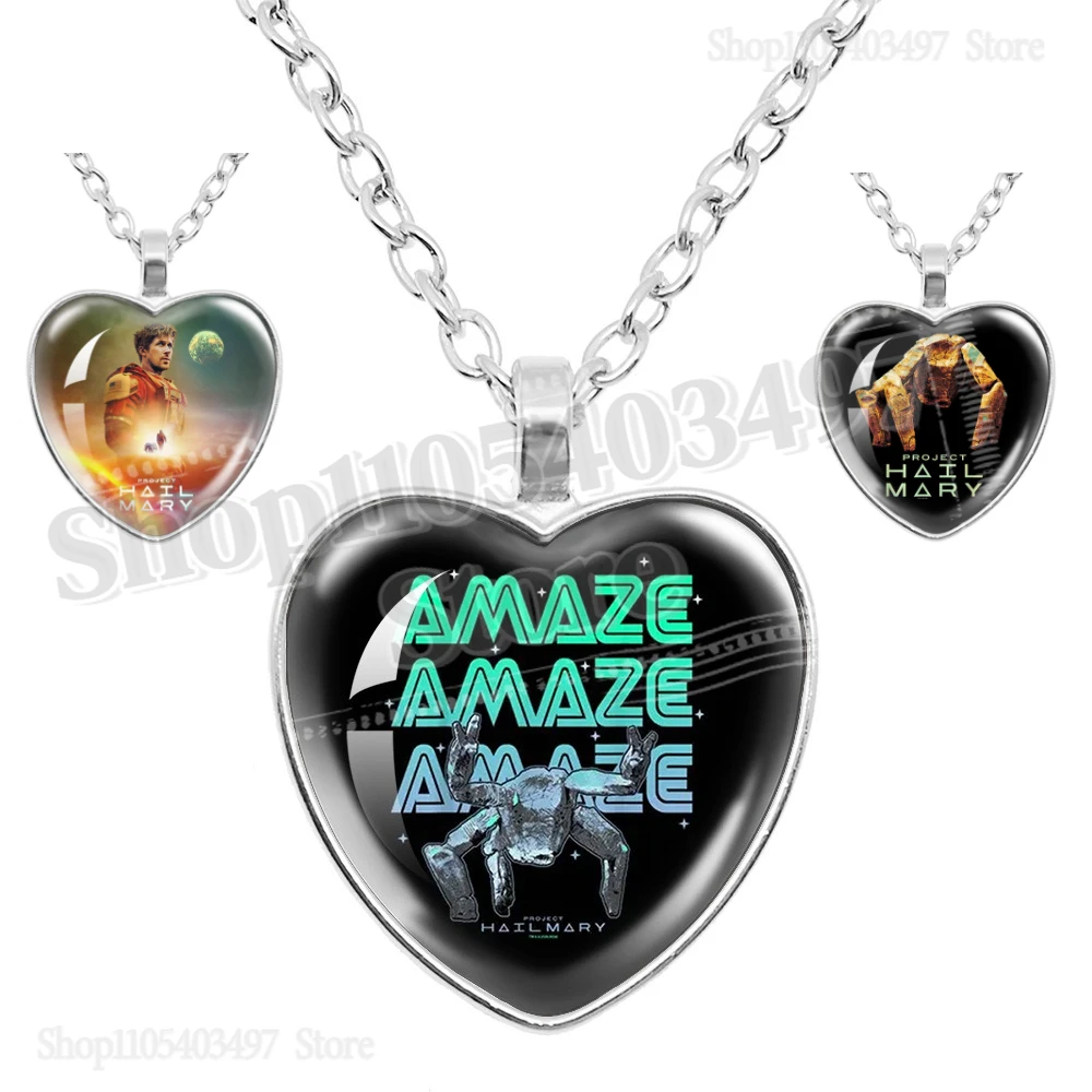 

2026 Project Hail Mary Movie Poster Heart Necklace Collectible Gift for Sci-Fi Fans