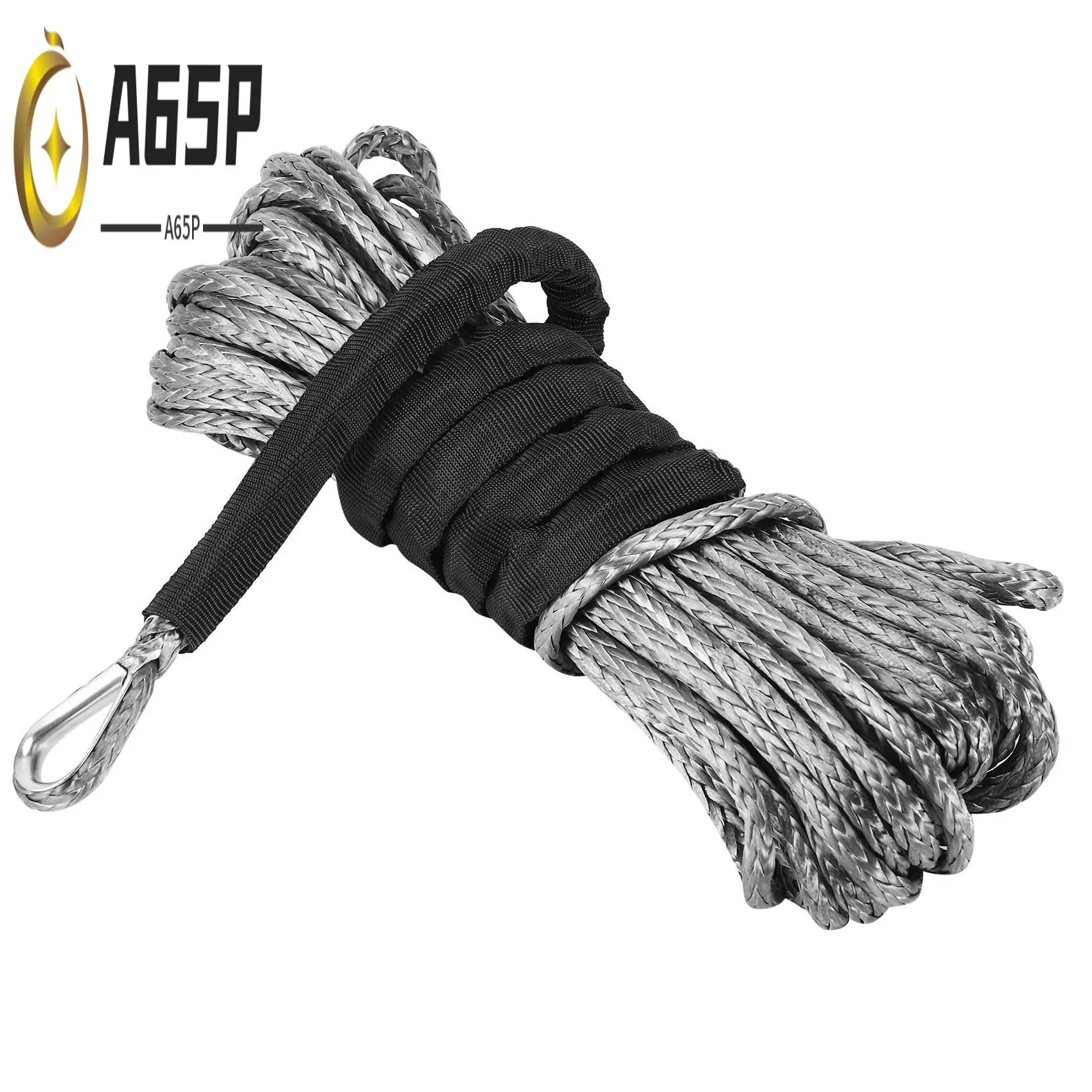 

A65P-3/16 Inch X 50 Inch 7700Lbs Synthetic Winch Line Cable Rope With Protecing Sleeve For ATV UTV (Grey)