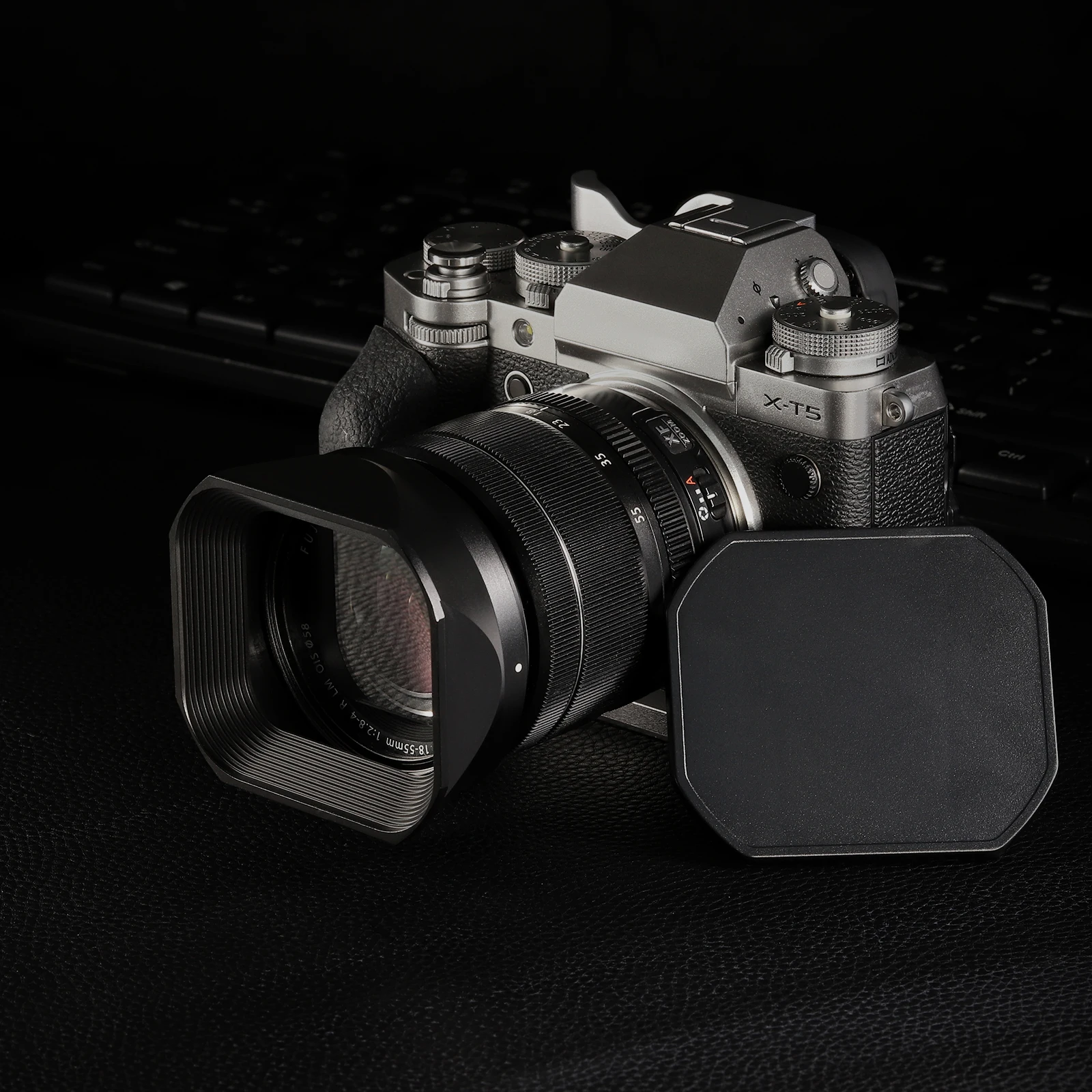 Металлическая квадратная бленда Haoge для объектива Fujifilm Fujinon XF 18-55 мм F2.8-4.0 R LM OIS и XF 14 мм F2.8 R с крышкой капота