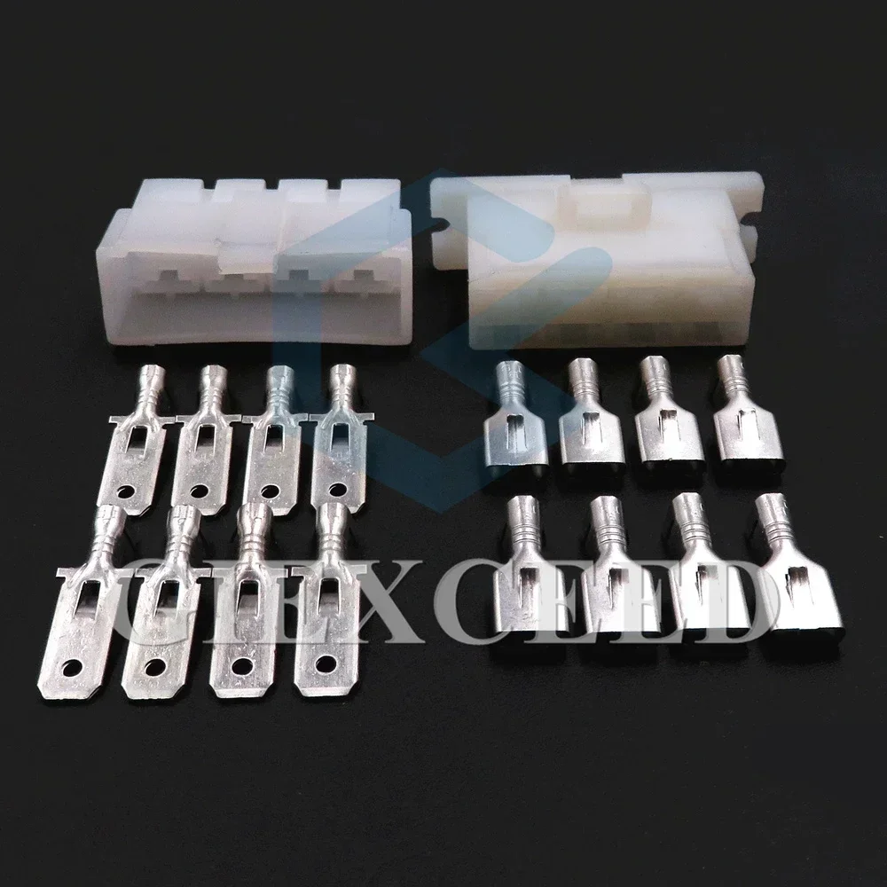 2 Sets 8 Pin 6.3 Series 6110-4583 Auto Wire Harness Connector Large Current Male Female Plug AC Assembly Car Unsealed Socket