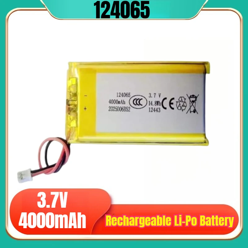 

124065 3.7V 4000mAh Rechargeable Li-Po Battery for Smart Lock Tablet Camera Driving Recorder Radio with PH 2.0mm 2pin Plug