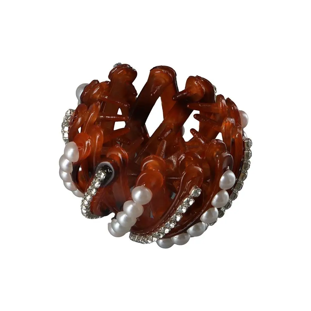 Rhinestone Meatball Head Hair Fixed Headdress Pearl Hair Ring Bird Nest Bun Maker Women Ponytail Buckle Korean Style Hair Claw