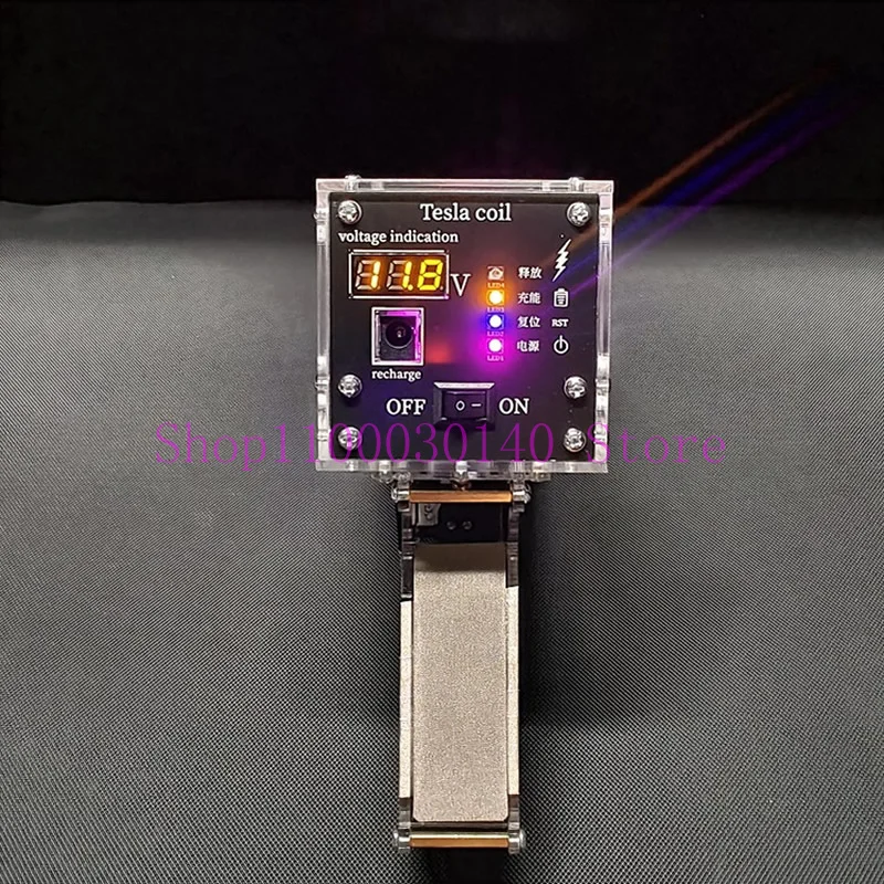 Generador de alto voltaje de experimento científico de arco eléctrico de 13cm, bobina Tesla de rayo Artificial, bobina Tesla portátil de mano