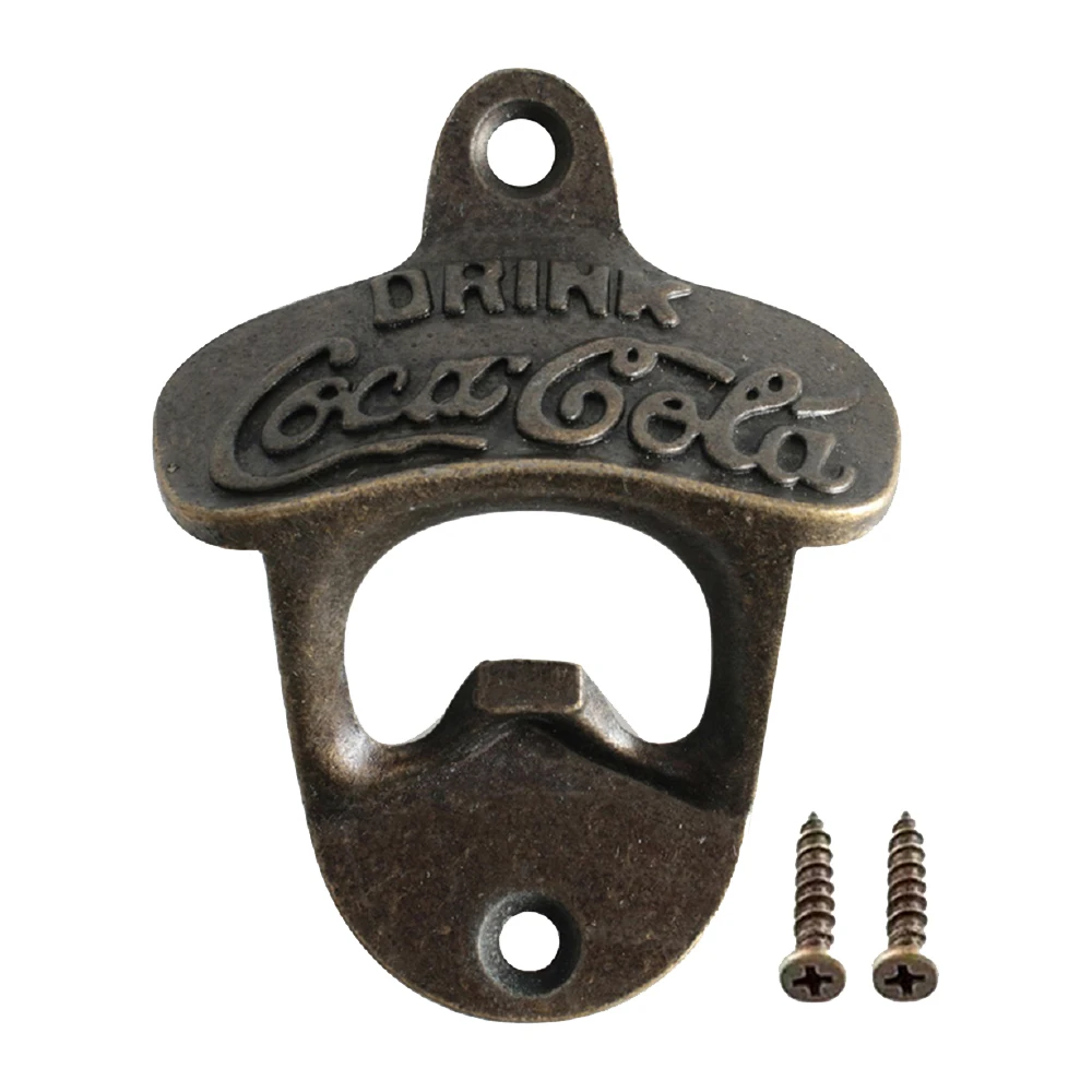 Zinc Alloy Bottle Opener Wall Mounted with Screws Vintage Retro Bronze Color Beer Opener Tool Accessories Bar Decoration Gadgets