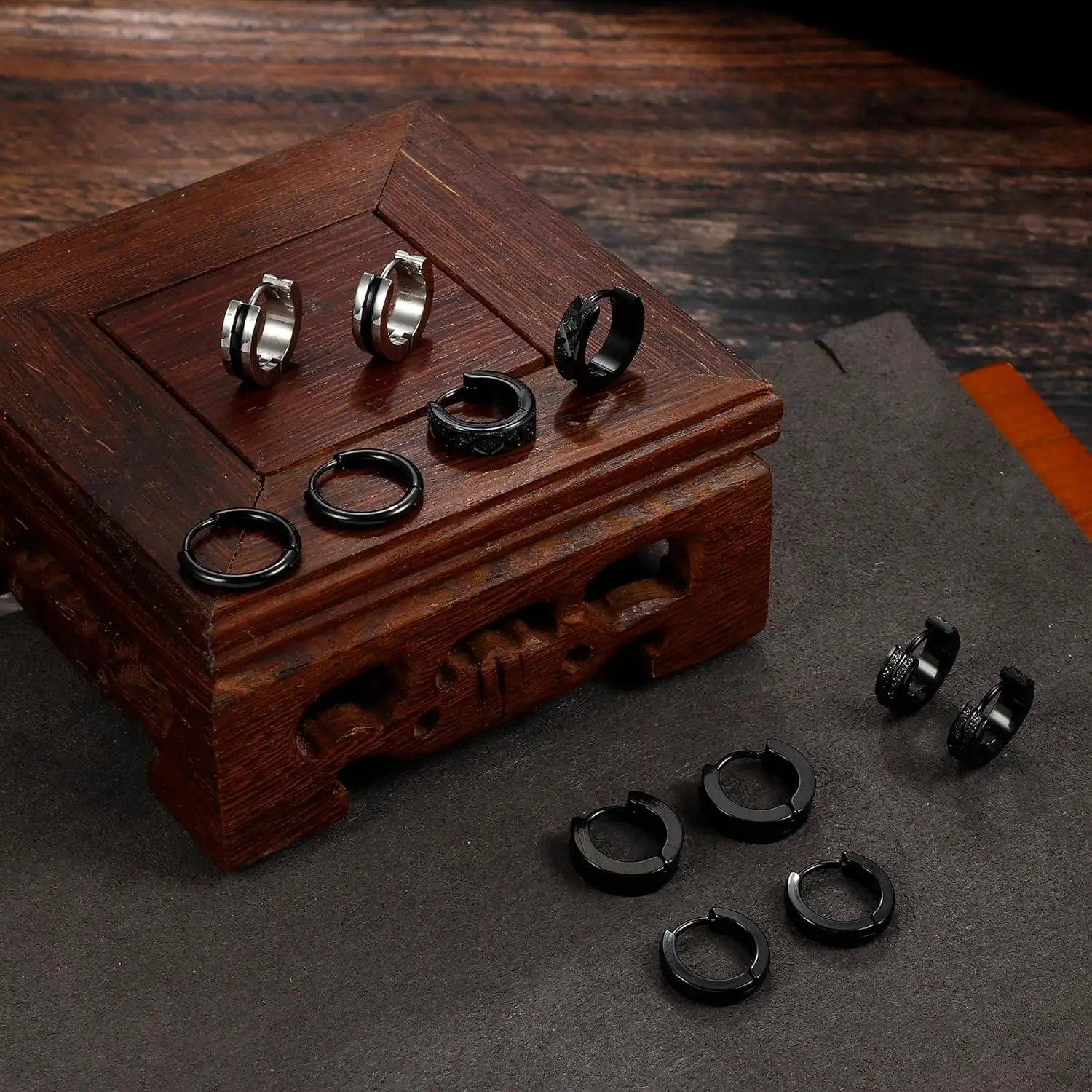 Bobisty 6 أزواج هوب طقم من الحلقان للنساء الرجال الفولاذ المقاوم للصدأ القوطية الأطواق Huggie أقراط الكلاسيكية اللولب ثقب المجوهرات هدية #6