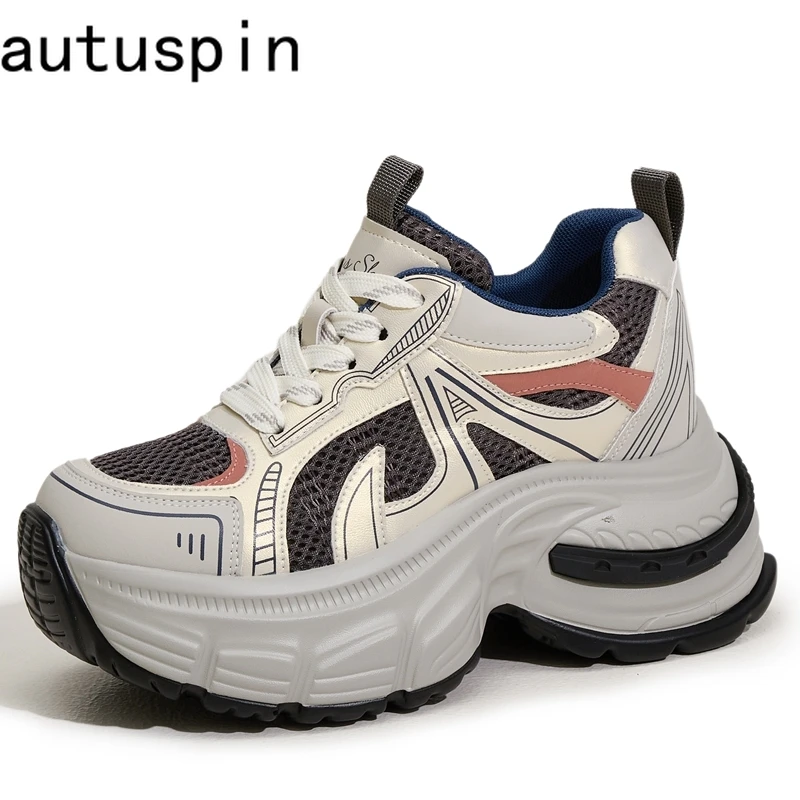 

AUTUSPIN Retro Women Sneakers for Summer High Platform Wedges Ladies Shoes Mixed Color Female Comfy Cosy Leisure Sneaker Woman