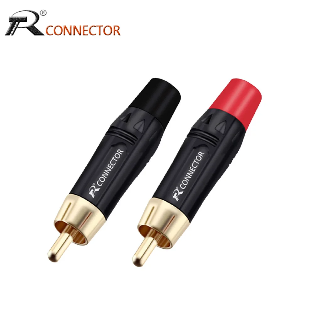 

4pcs/2pairs Copper RCA Plug Terminals Gold Plated Plug Audio Video Adapter Connectors Soldering Wires