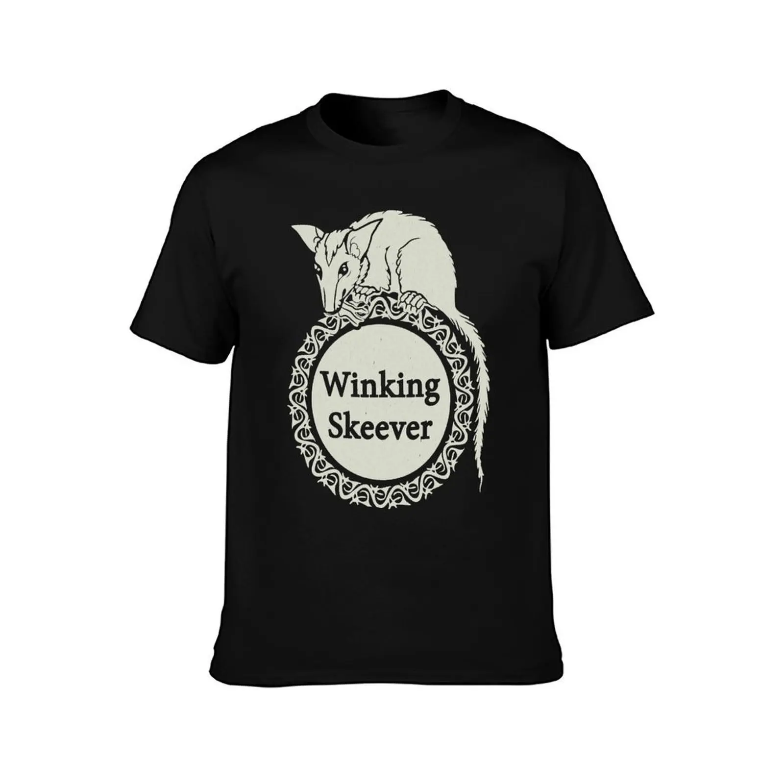 The Winking Skeever T-Shirt, Summer Casual Cotton Tee, Oversized Streetwear Tops, Vintage Graphic Print, Loose Fit Short Sleeve