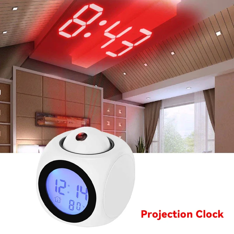 

Projection Alarm Clock Ceiling Display Snooze Desk Table Clock Voice Multifunction Digital Projection Clock Temperature Display