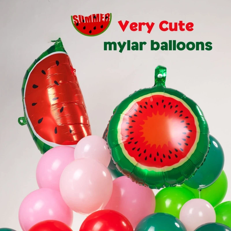 111Pcs A set of summer watermelon themed balloon arch wreath set, birthday party decoration, beach party scene decoration