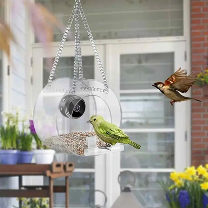 Bird House Camera Clear Window Bird Feeder With Suction Cups 720P HD Visual Storage Feeders Night Video Camera Heavy Duty Base