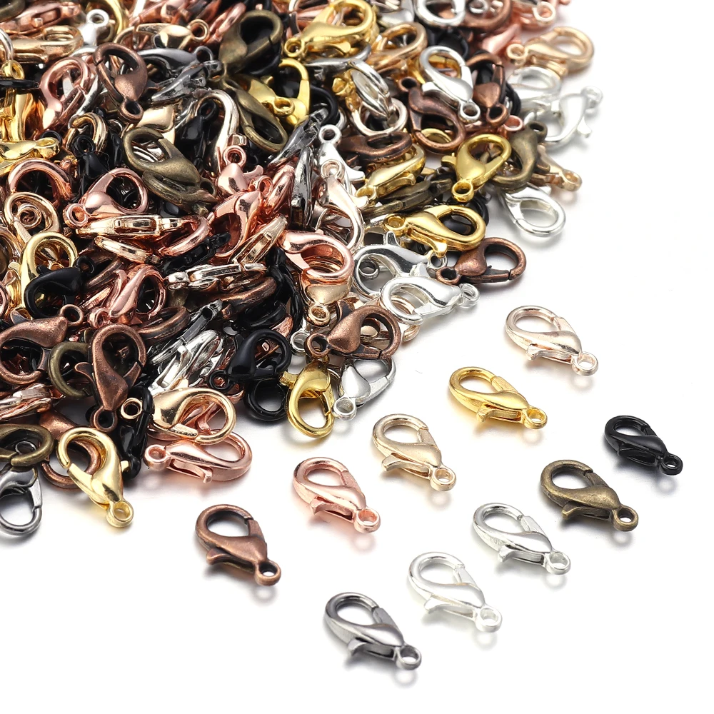 30-50pcs/lot Metal Gold Silver Black Color Lobster Clasp 12 14 16 18 21 23mm Bracelet Clasp Hooks Connector for DIY Jewelry Make