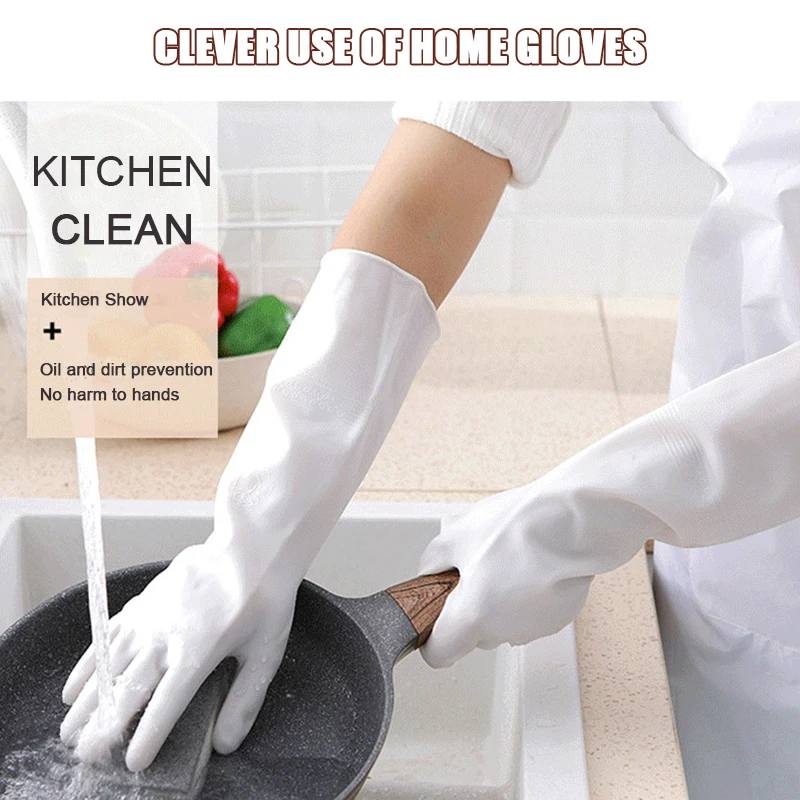 1 Pair Household Kitchen Washing Silicone Gloves Multi-Function Anti-Slip Durable Waterproof Dishwashing Gloves Cleaning Tool