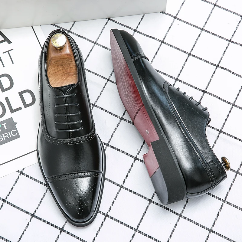 Men Luxury Derby Leather Shoes High Quality Fashion Formal Wedding Shoes Men\'s Office Shoes Black Brown 38-48 Men Shoes
