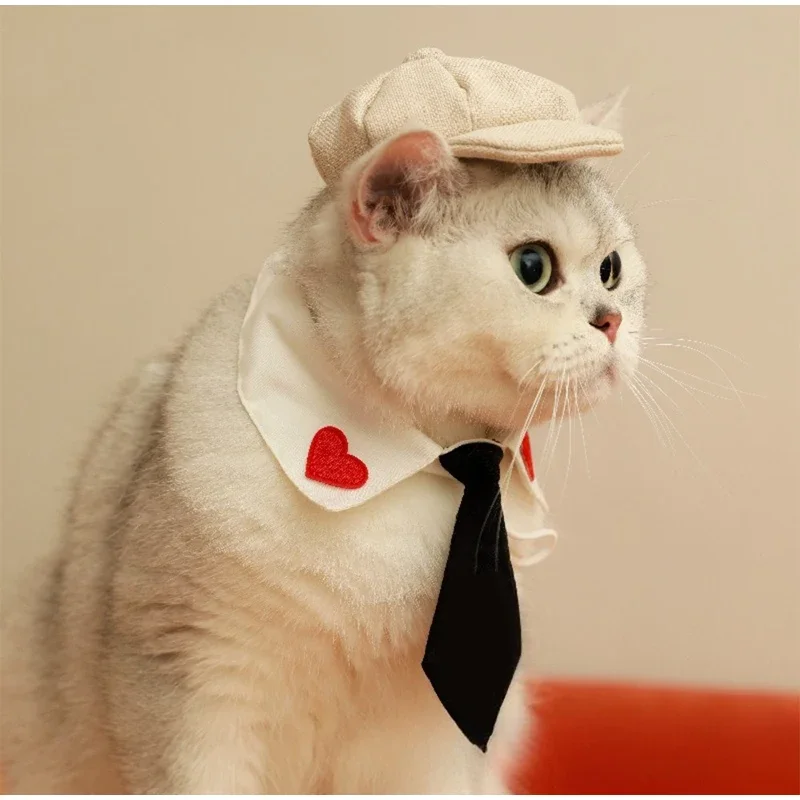 S/L Retro Newsboy-Mützen für Haustiere, Baskenmütze, Haustier-Verkleidungshut, Fotoshooting-Katzenzubehör, Welpenmütze, Kopfbedeckung für Hunde und Katzen, Geschenk – Detail 7