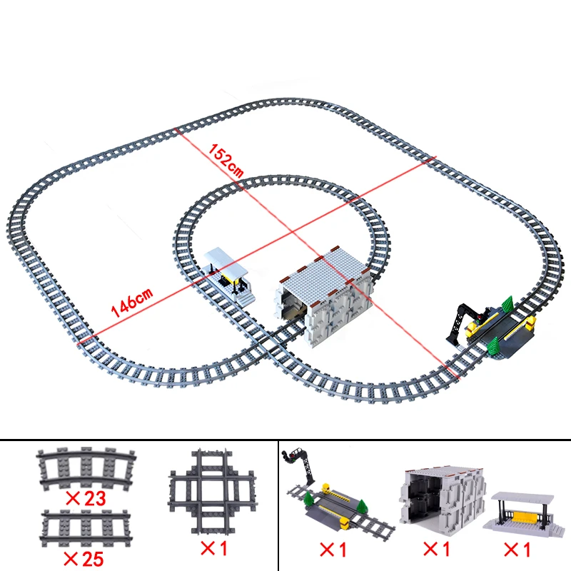 City Trains Bridge Flexible Switch Railway Tracks Rails Manual Level Crossing Forked Straight Curved Building Block Bricks Toys