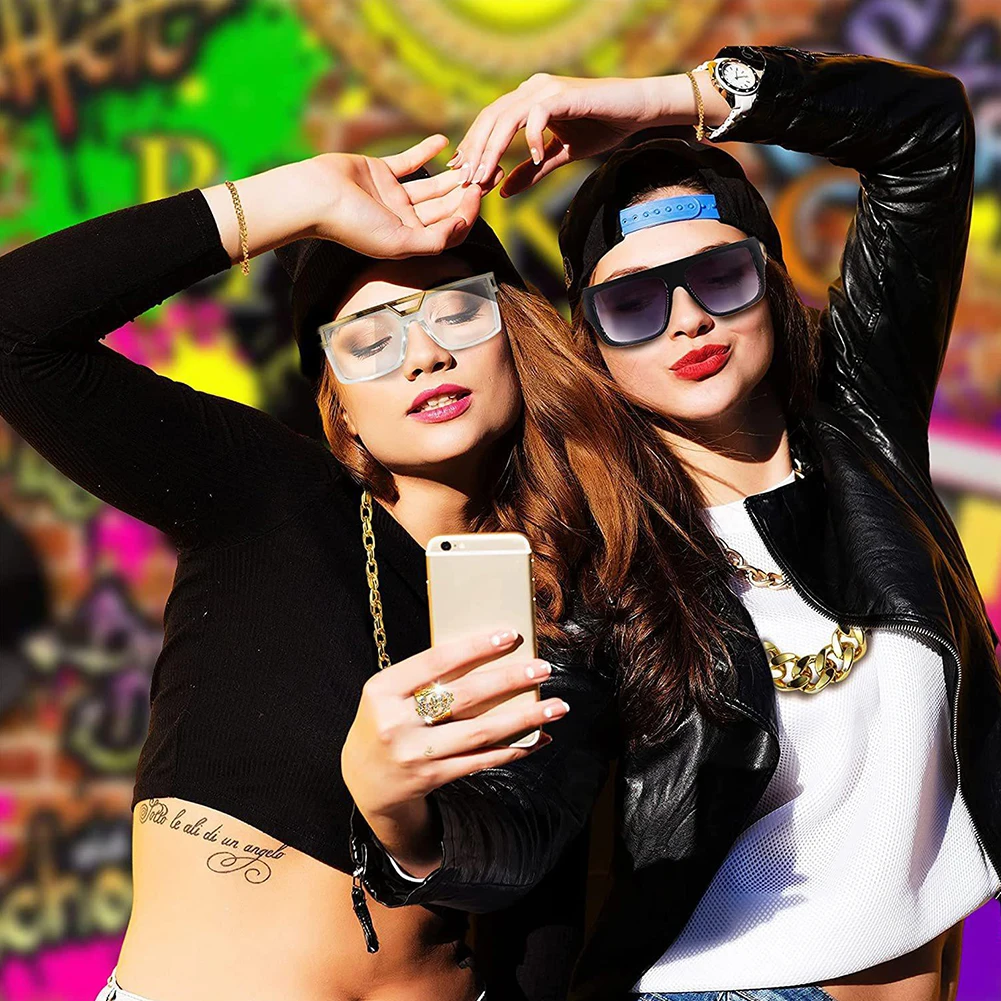 80s 90s Costume Outfit Set Hip-Hop Flamboyant Punk Dollar Sign Ring Hip Hop Star Glasses Bracelet Costume Kit for Boys Girls