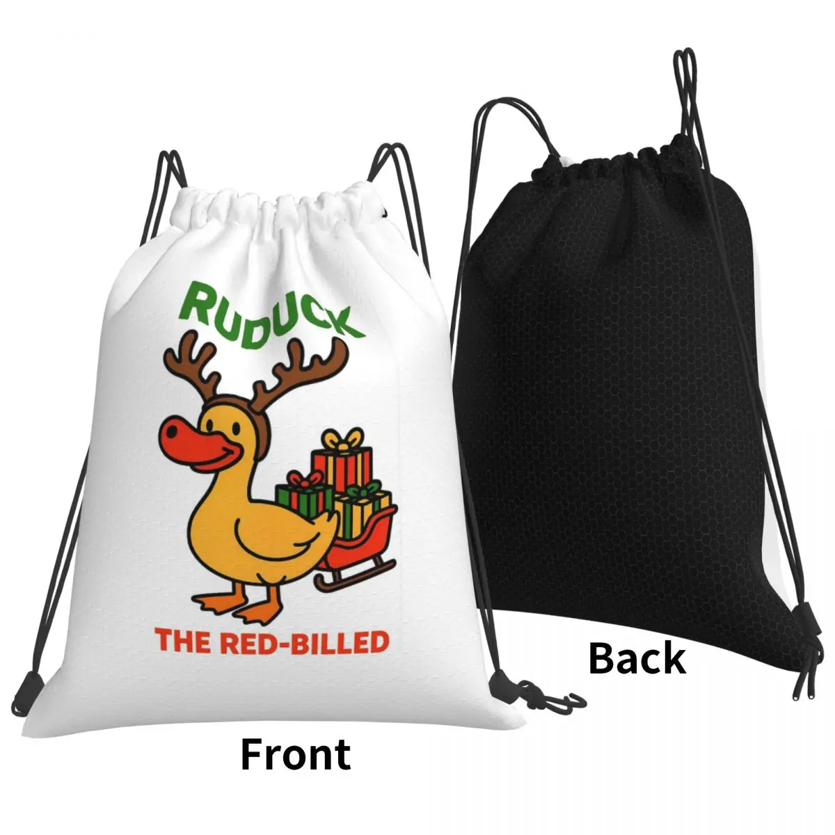 Ruduck The Red-Billed Christmas Duck Backpacks Fashion Drawstring Bundle Pocket Sports Bag Book Bags for Man Woman Students