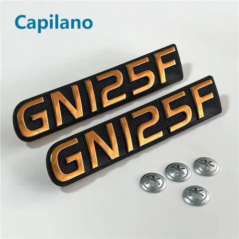 Marca de etiqueta de señal de textura de placa de metal GN125F GN125 F de color oriange para motocicleta Suzuki 125cc GN 125, cubierta lateral, piezas de Panel de herramientas