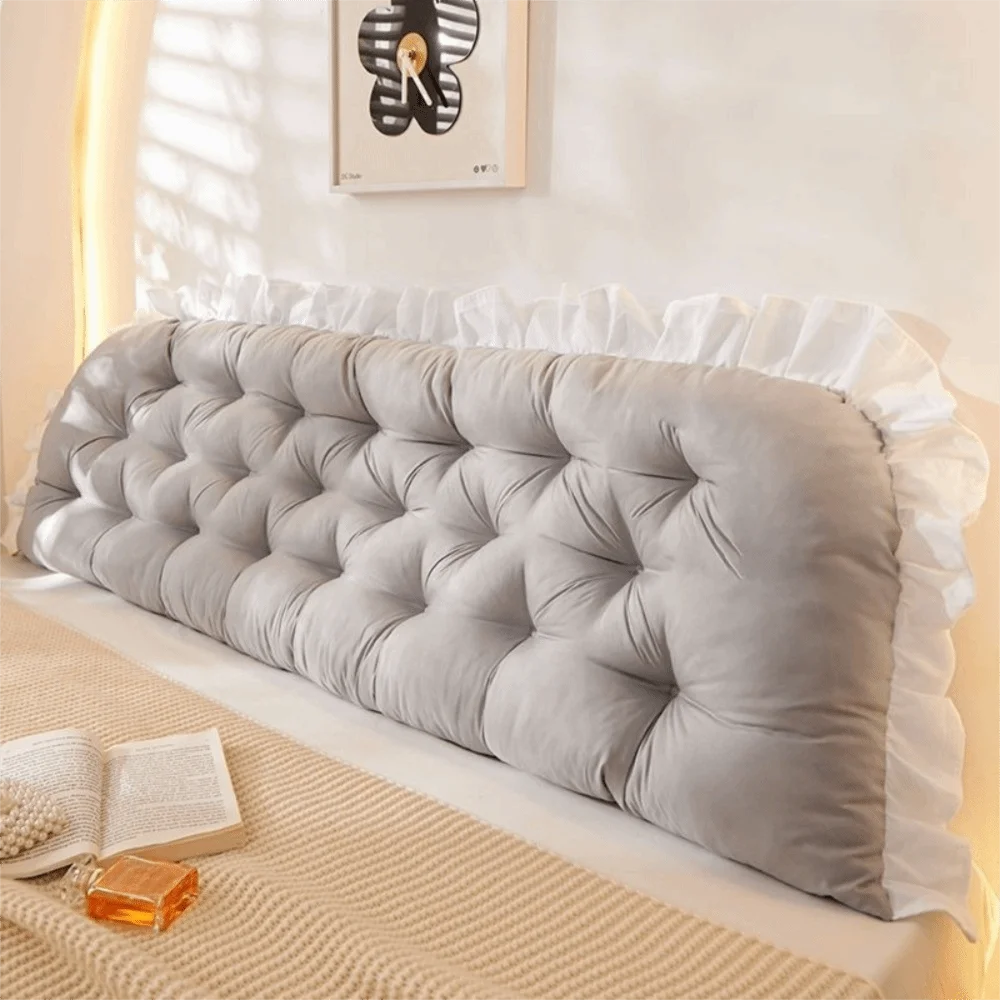 Comfortable 90/120cm Headboard Pillow Neck Stuffed Lace Back Cushion Soft Backrest Support Bolster Bedroom