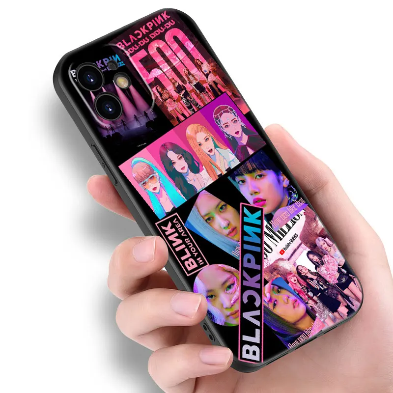 Kpop B-BLACK-P-Pink Black Phone Case For Apple iPhone 16 15 Pro Max 14 13 12 Pro Max Mini 11 Pro 7 8 Plus XR X XS SE 2020 2022