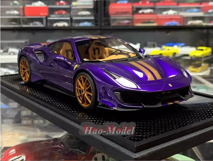 BBR 1/18 For Ferrari 488 Pista Resin Diecast Model Car Simulation Toys Gifts Hobby Display Collection Purple Special Edition