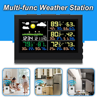 Multi-func Weather Station with 3-Sensor Large Color Display Digital Home Weather Station Desktop Clock for Forecast Data Alerts