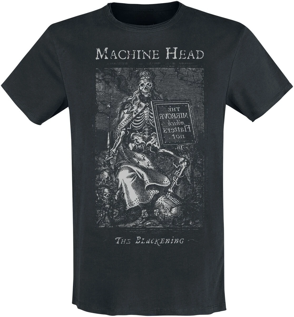 T-shirt en coton imprimé Machine Head The Blackening Skeleton King, style Thrash Metal, streetwear u