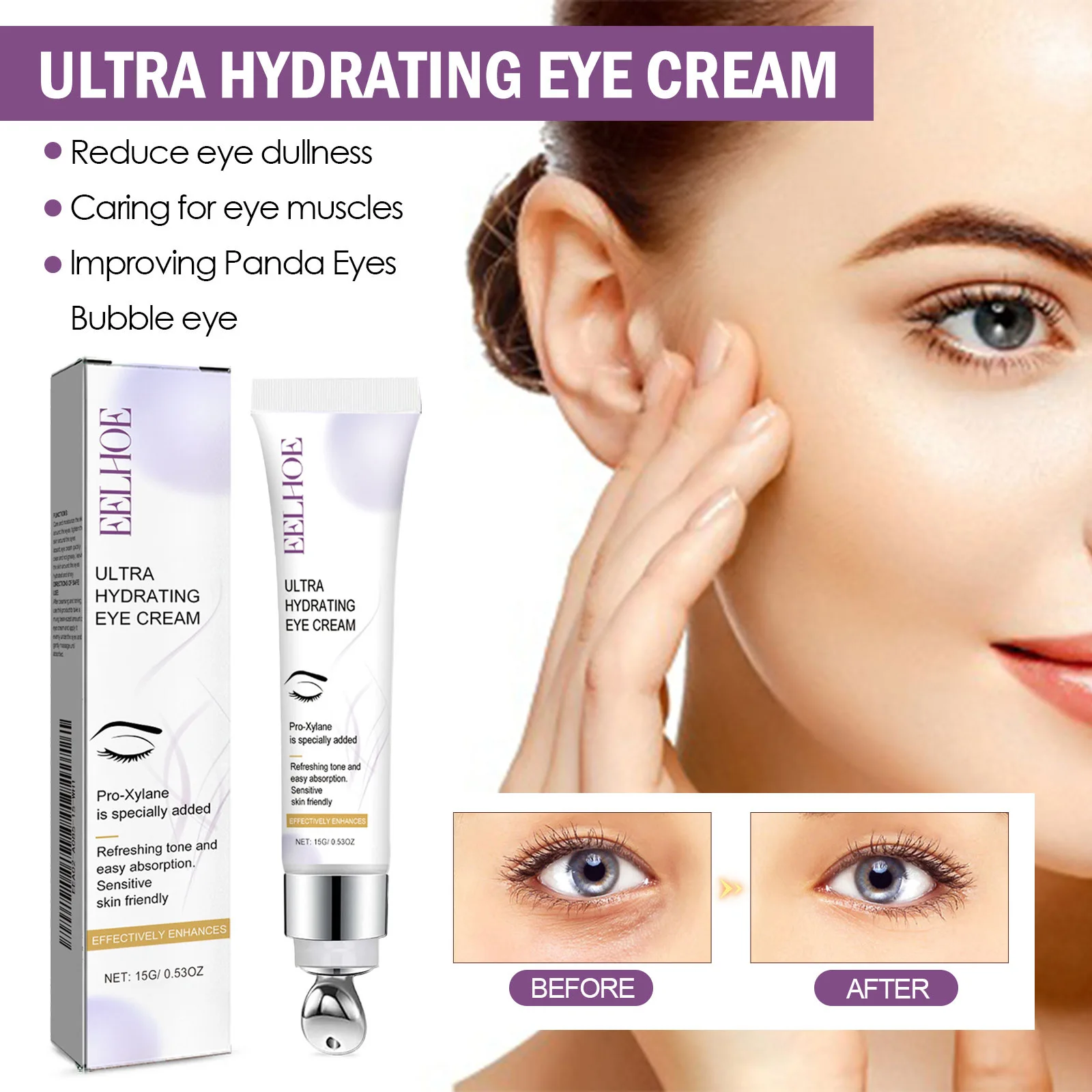 

Eelhoe Anti Wrinkle Eye Cream Eye Contour Eye Bag Under Dark Circle Removal Korean Skin Care Cosmetics Moisturizing Eye Serum15g