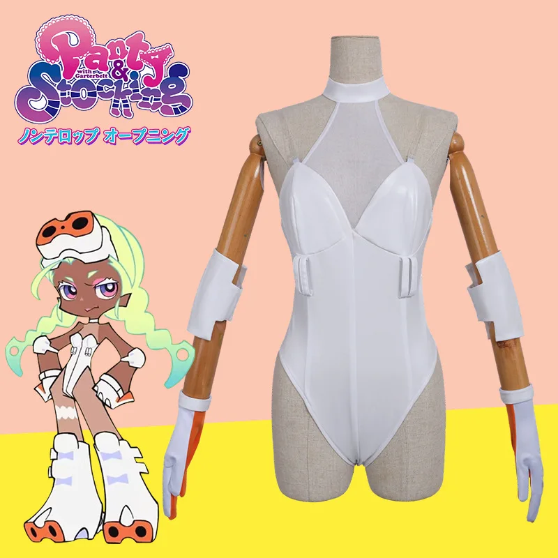 

Anime Panty & Stocking With Garterbelt Gunsmith Cosplay Costume White Sexy Halloween party Cos Women Suits Uniform