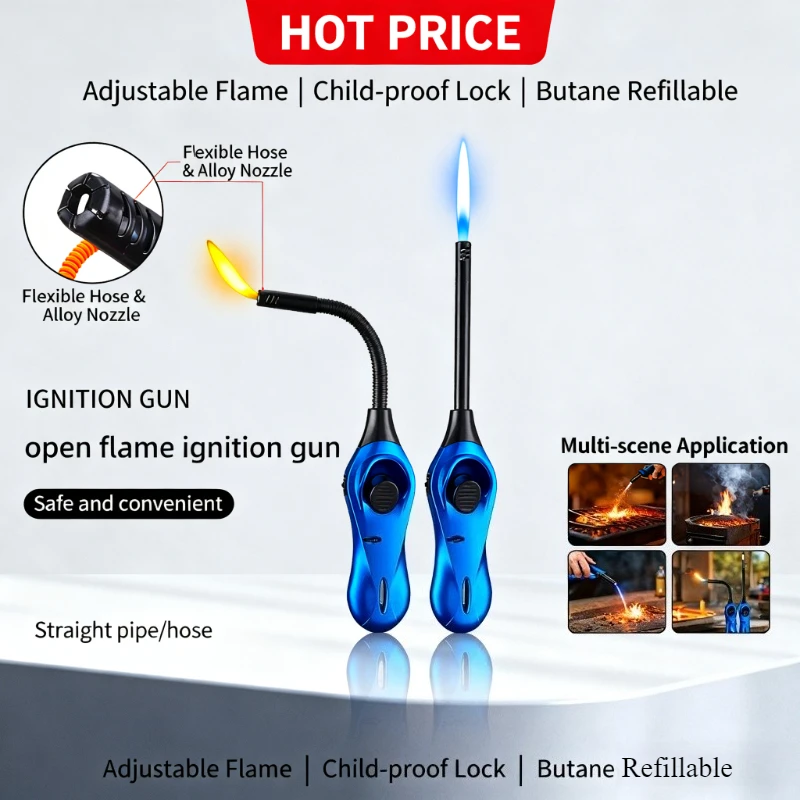 

New Premium Extended Gun-Style Igniter - Long Nozzle Hose, Outdoor Gas Stove Natural Gas Kitchen & Candle Ignition Small Tool