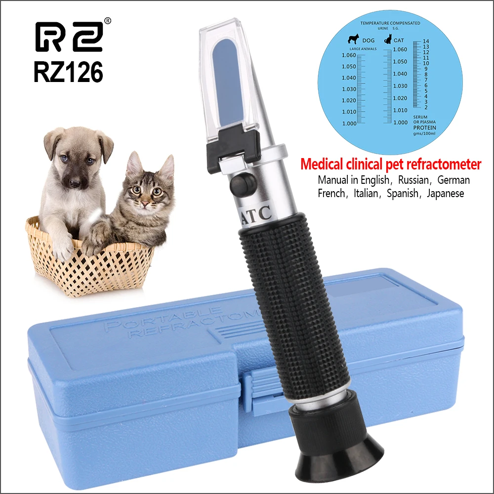 RZ Refractometer Pet Urine Specific Gravity Handheld Veterinary Serum Plasma Protein Hemoglobin Tester Refractometer