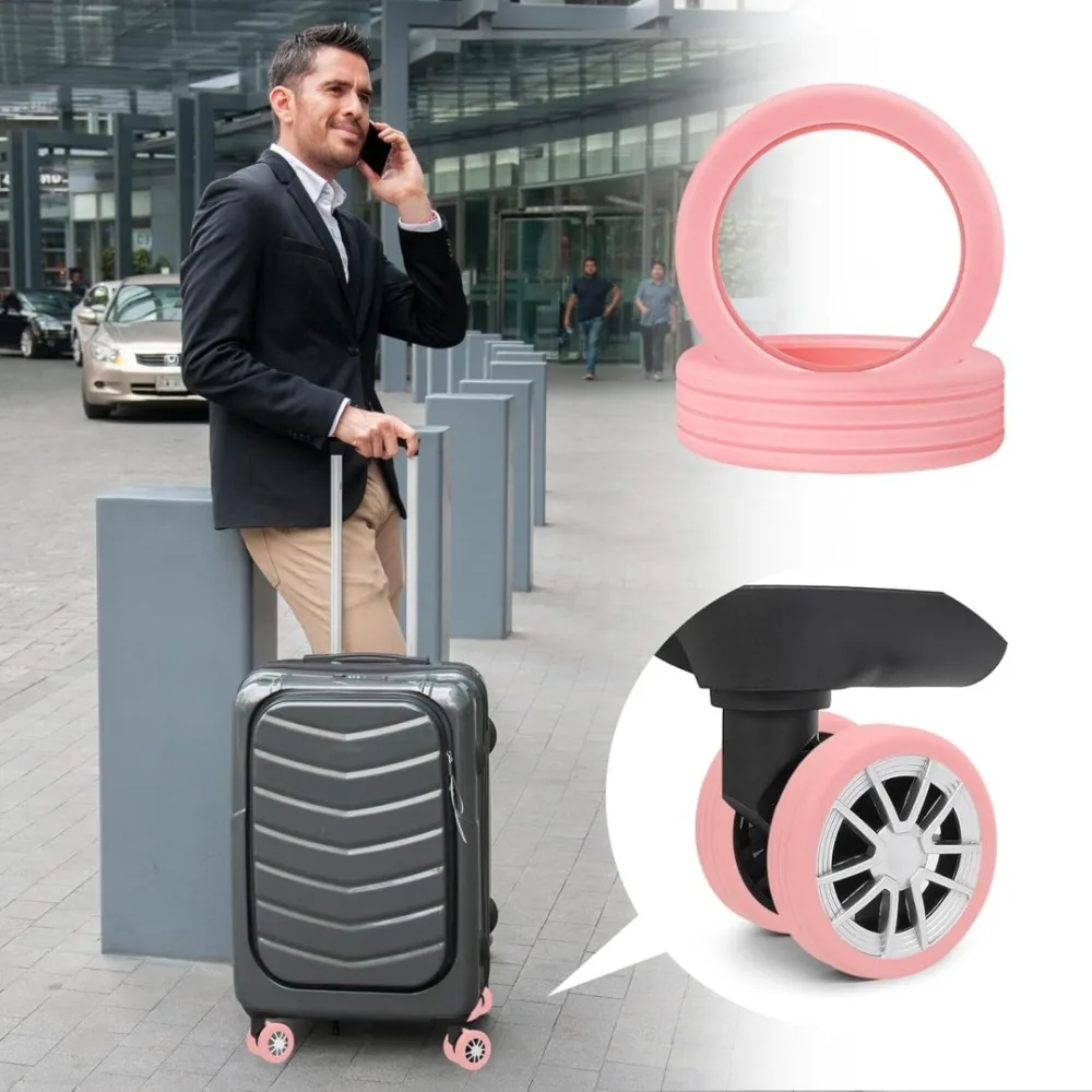 8pc Silicone Protective Cover Luggage Wheels Anti-wear Noise Reduction Replacement Parts Protect for Office Chair Caster Washers
