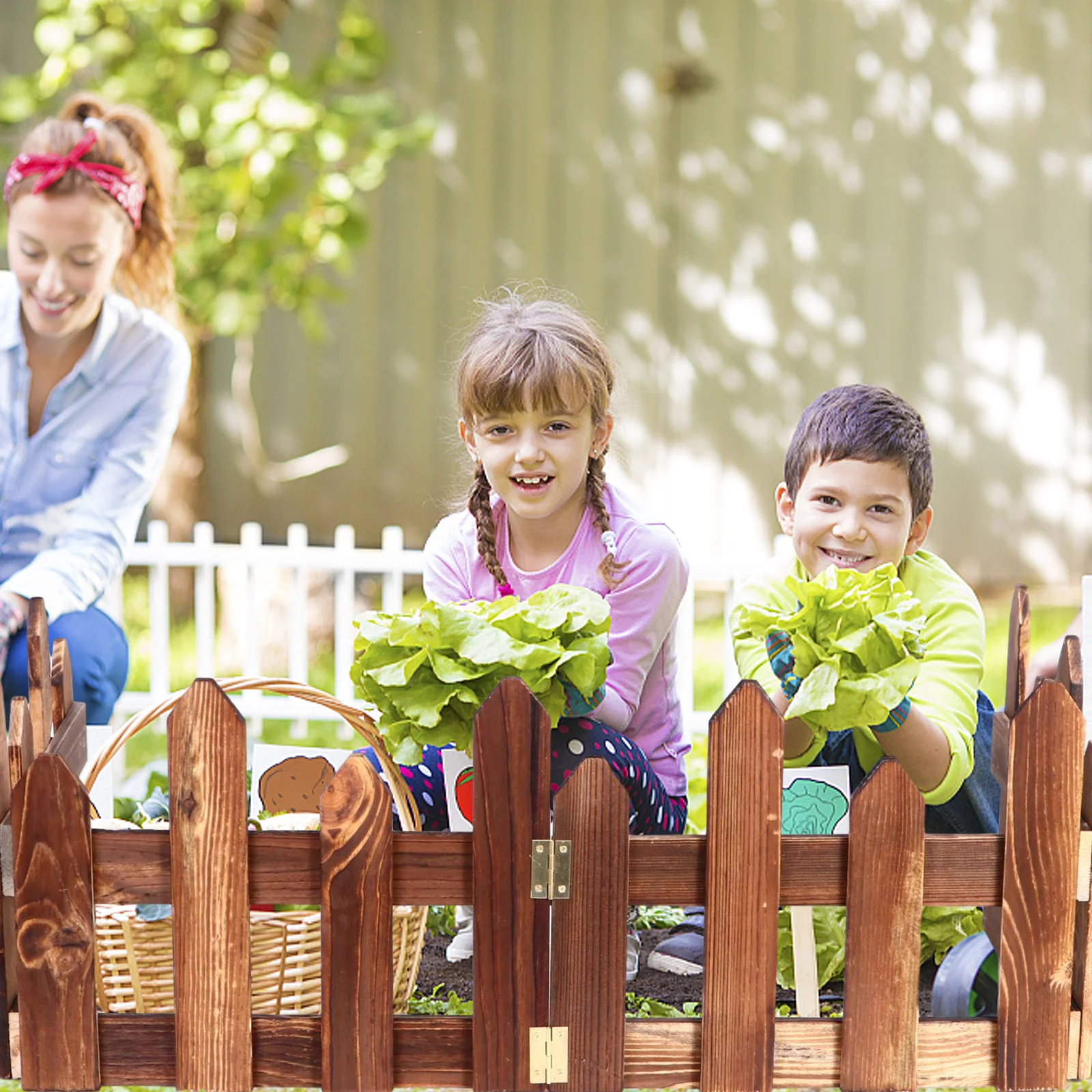 

1 set 1 Set Carbonized Wood Fencing Durable Waterproof Garden Fence For Yard Patio Courtyard Lawn Guardrail Wooden Edging Border